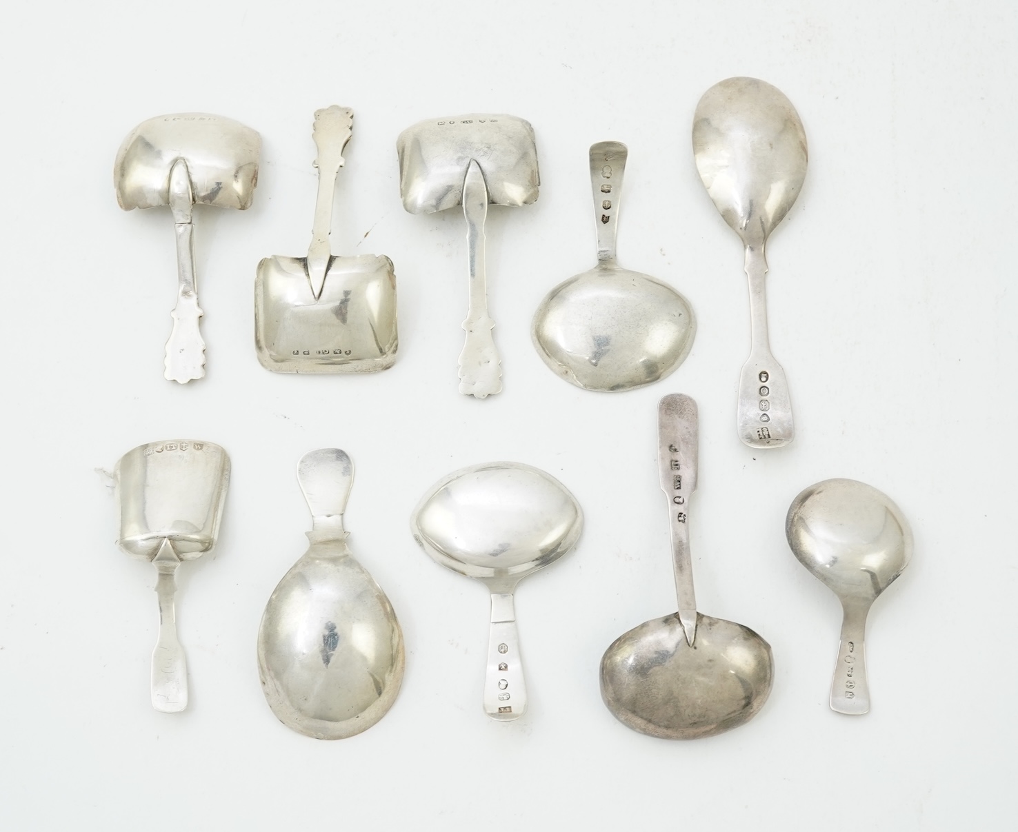 Ten assorted 19th century silver caddy spoons
